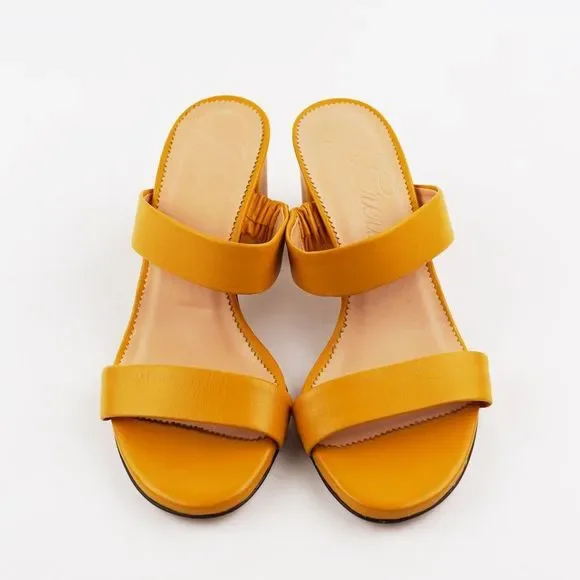 New JCREW Size 7 Lucie Double-Strap Block-Heel Sandals in Warm Marigold - Picture 3 of 7